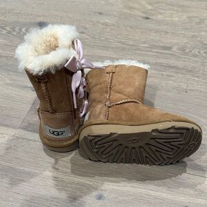 UGG Kids Brown Boots with Pink Laces